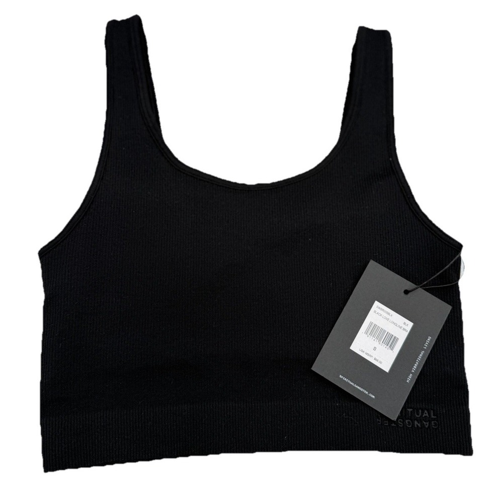 Spiritual Gangster Black‎ Love Sculpt Ribbed Sports Bra Crop Tank Small NWT